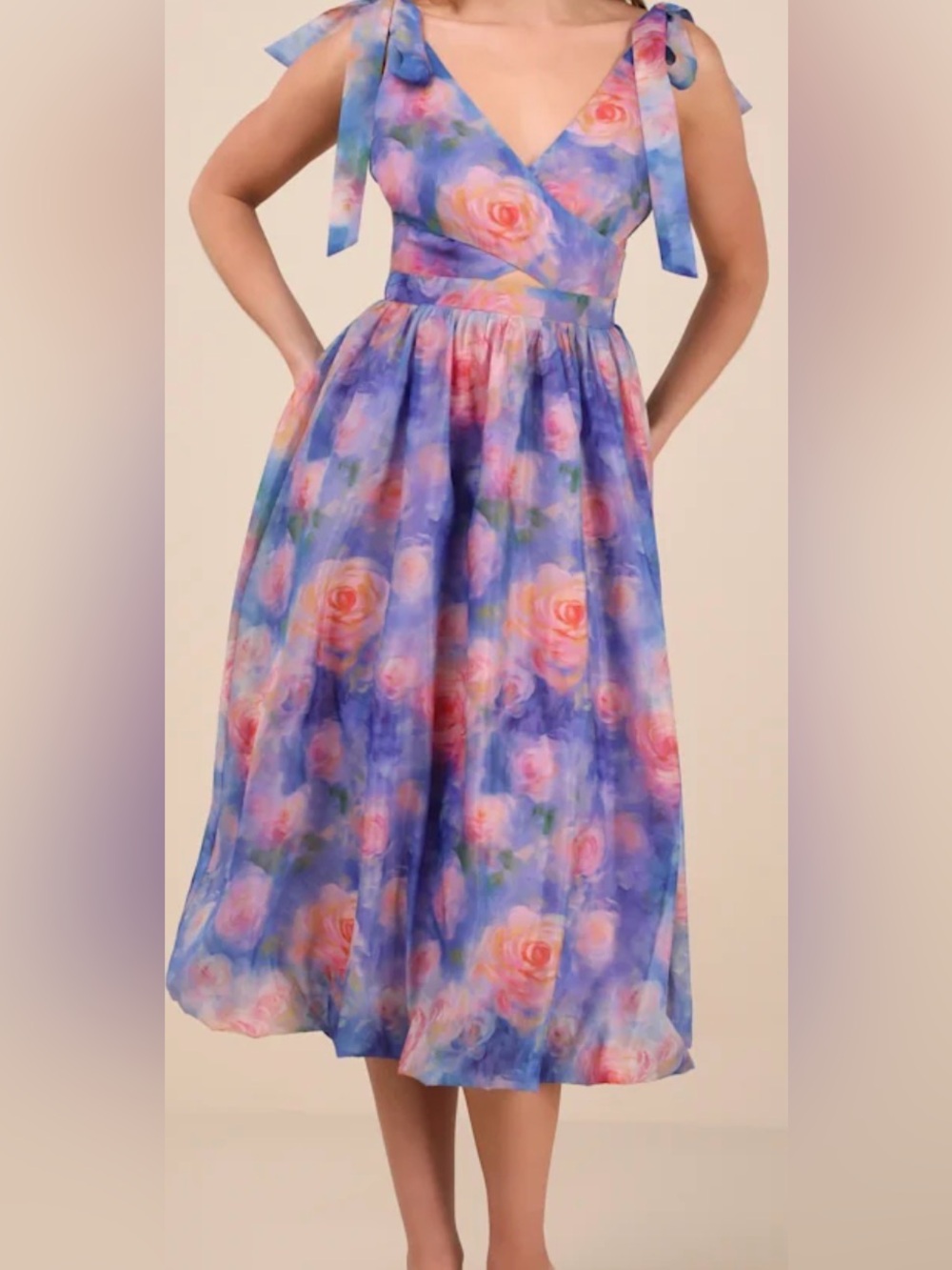 Lulu's Watercolor Floral Midi Dress